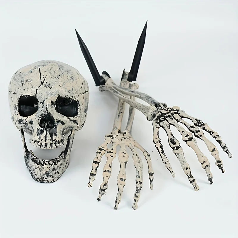 Spooky Halloween Realistic Skeleton Stakes Skull Head Hand Arms Yard Decor