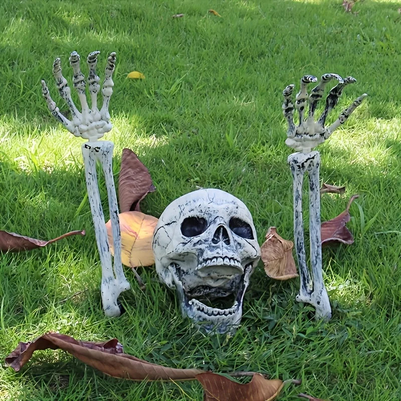 Spooky Halloween Realistic Skeleton Stakes Skull Head Hand Arms Yard Decor