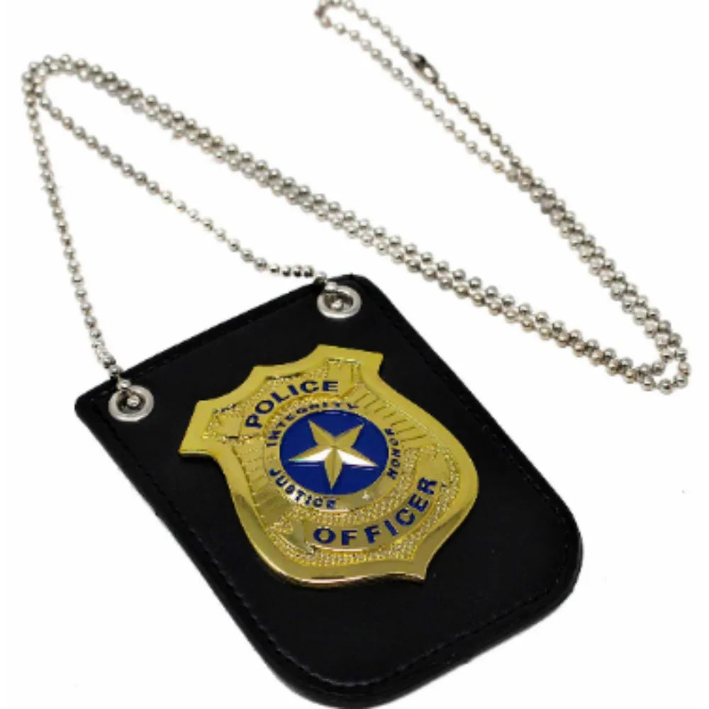 Elite Gold Alloy Police Badge Necklace - Military Style Environmental Protection Jewelry