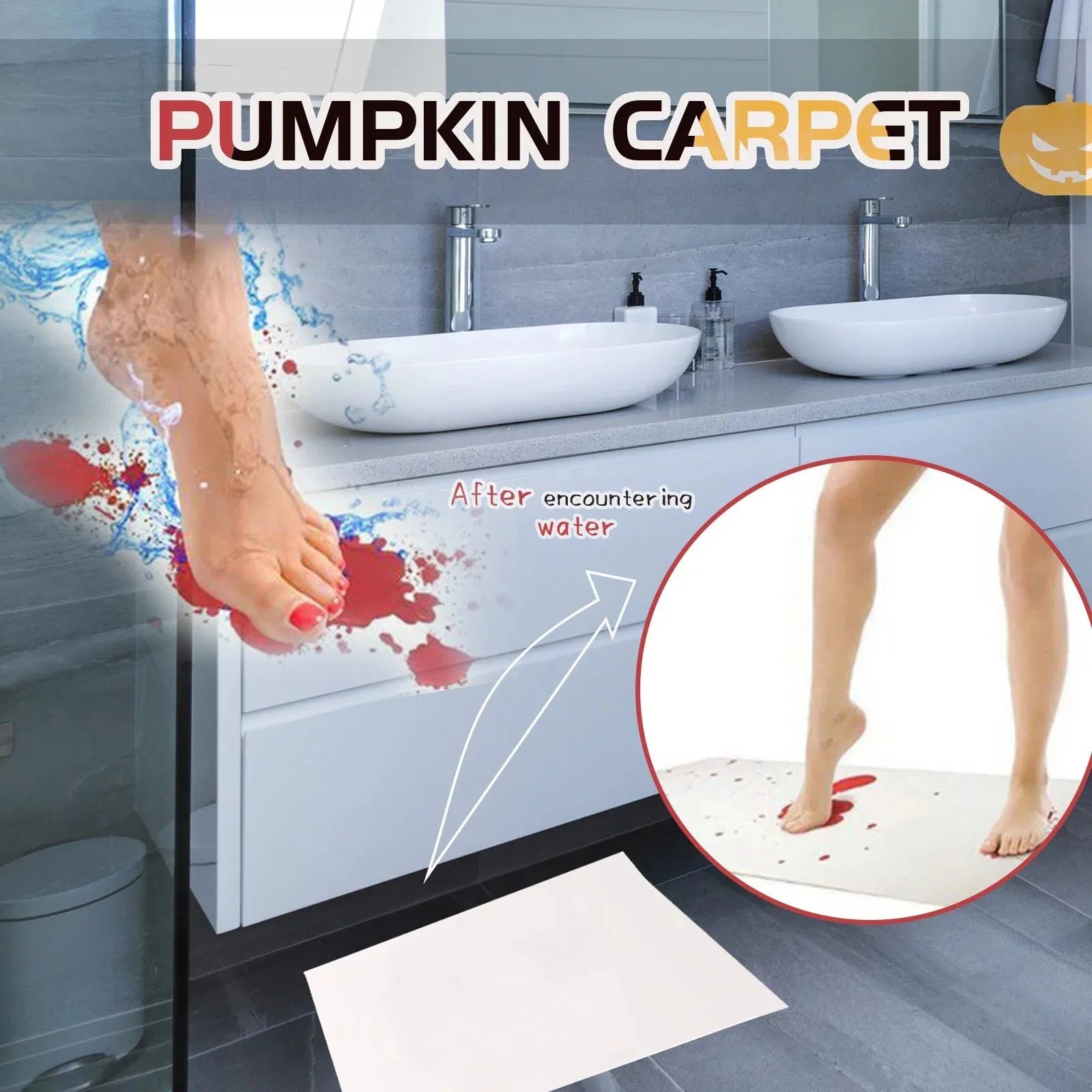 Spooky Color-Changing Bath Mat: Bloody Footprint Shower Novelty Gag Gift